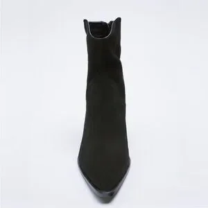 Zara Shoes Zara Split Suede Cowboy Western High Heel Ankle